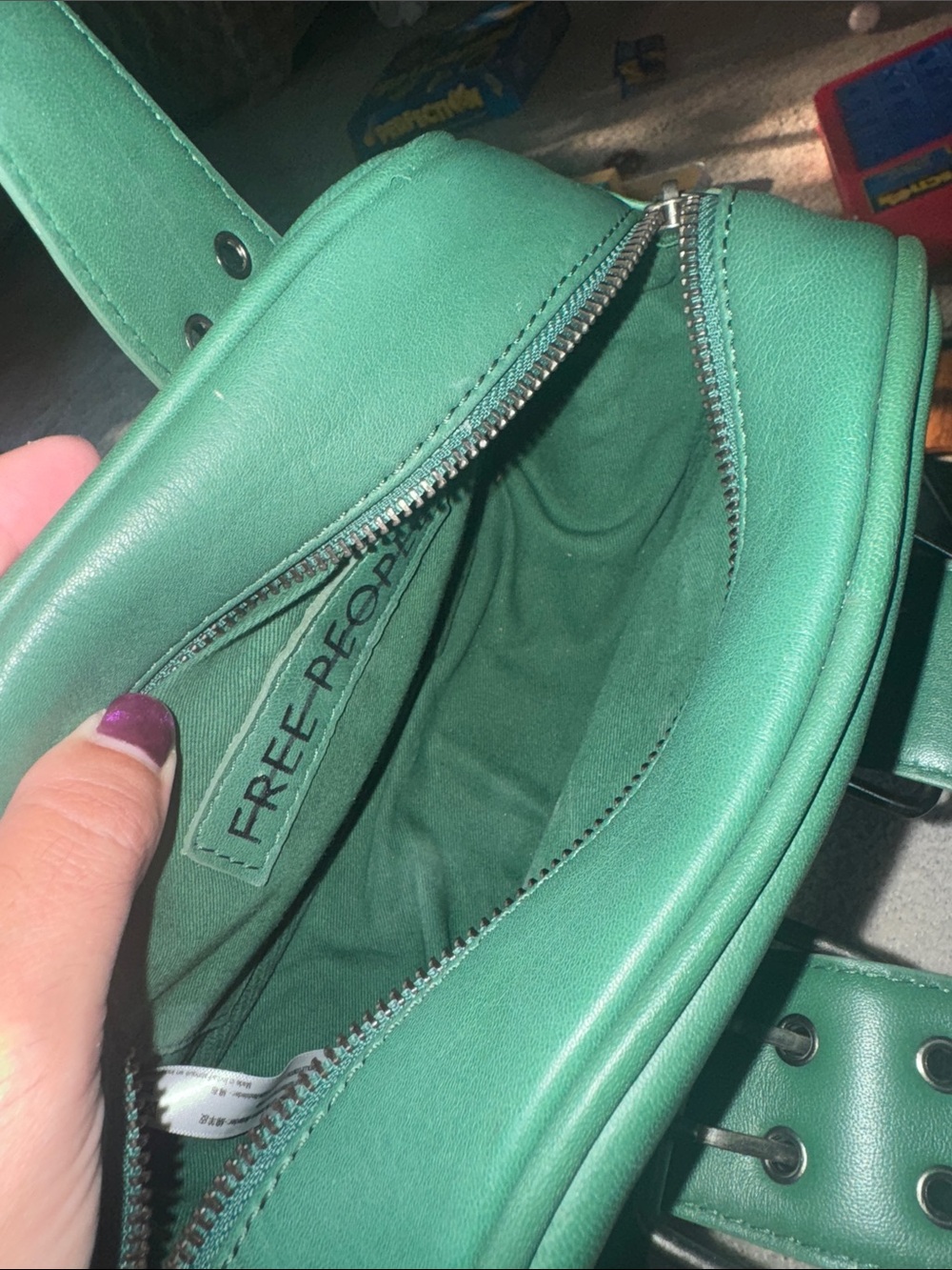Free people Green Leather Belt-Detail Shoulder Bag - Picture 2 of 3